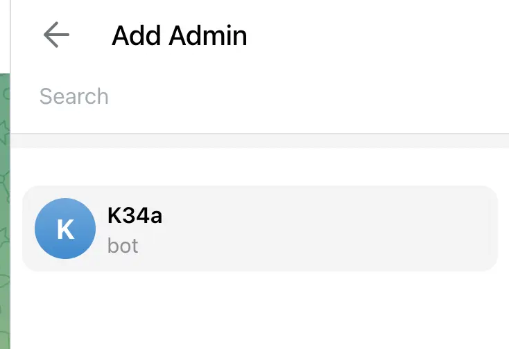 Selecting K34aBot as admin